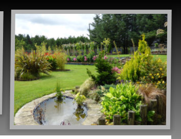 Pond and pergola in the garden at Auld Post Office B&B